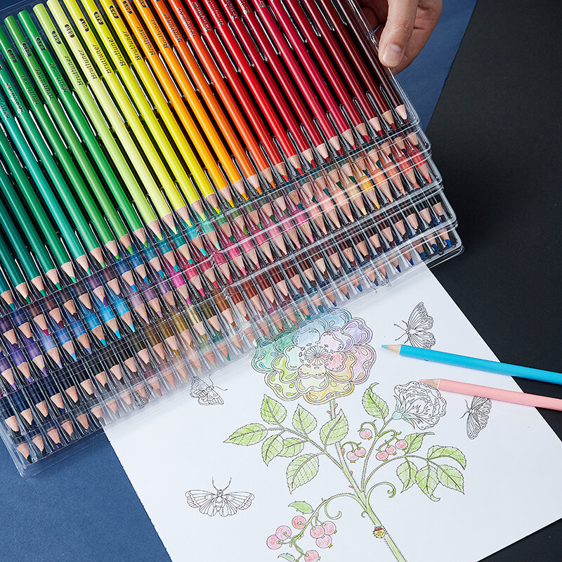 Brutfuner 12/50/160/180/260 Set Pensil Warna Minyak Profesional Pensil Gambar Sketsa Kayu untuk Perlengkapan Seni Lukisan Siswa Anak-anak