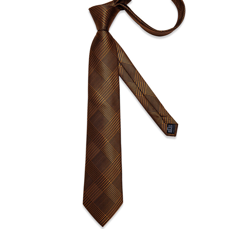 Luksusowe Houndstooth czarne złoto szare srebrne jedwabne krawaty dla mężczyzn formalne na wesele krawat męski zestaw chusteczka spinki do mankietów prezent