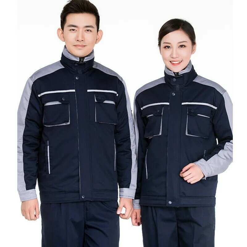 ฤดูหนาวเสื้อผ้าทำงานสำหรับผู้ชายผู้หญิงฝ้ายเบาะความร้อน Warm Warm Jacket Coat Factory Worker ชุด Auto ช่างซ่อมเครื่องแบบ4XL