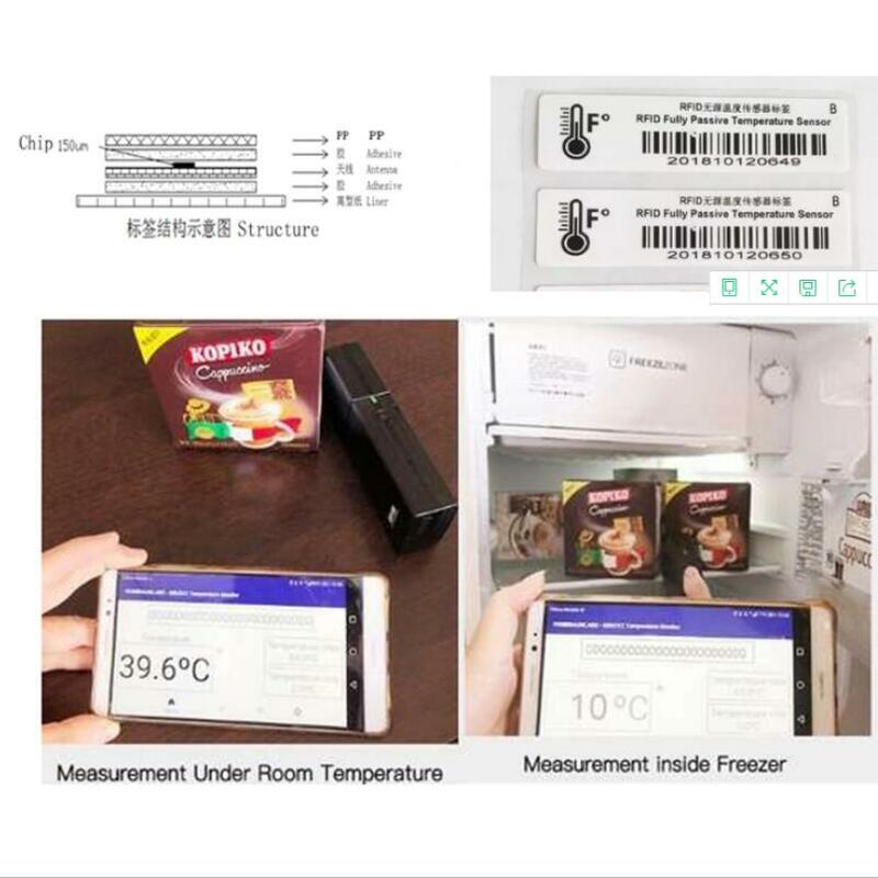 Sensore di temperatura 840-960mhz gen2 epc UHF RFID etichetta adesiva passiva per logistica a catena fredda