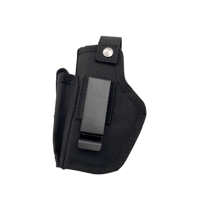 Sarung pistol taktis tas nilon Airsoft klip logam bawa sabuk tersembunyi majalah senapan berburu untuk semua ukuran pistol hitam