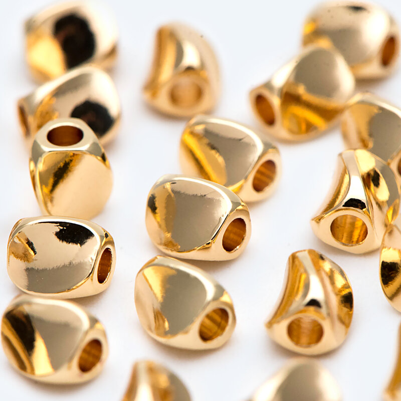 20 шт. золотые бусины в форме трубки 5x4,5 мм, латунные распорные бусины в виде трубки с настоящим золотым покрытием (искусственная кожа)