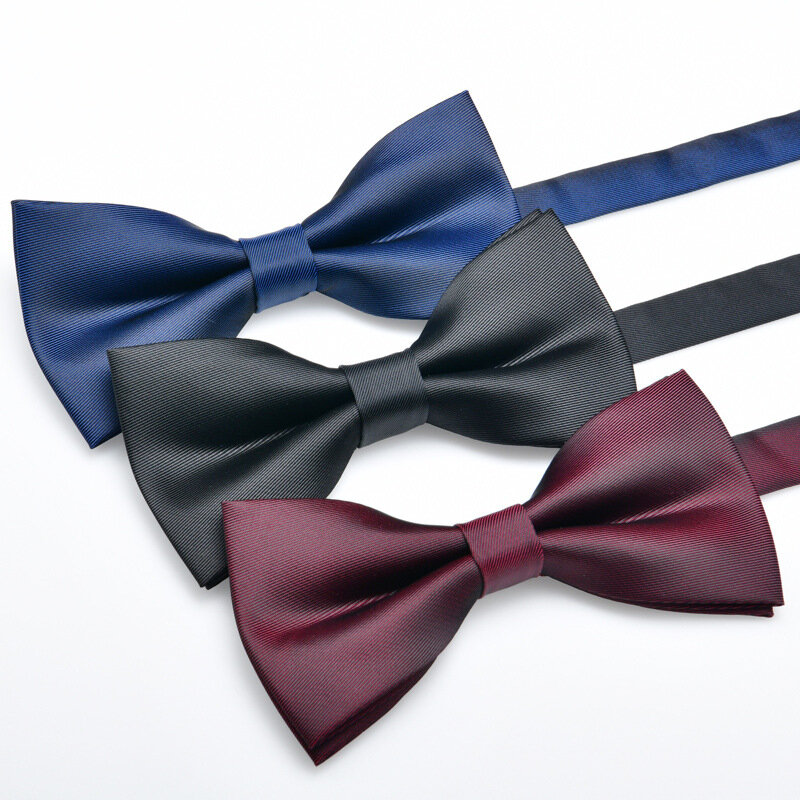 Double solid color men's bow tie