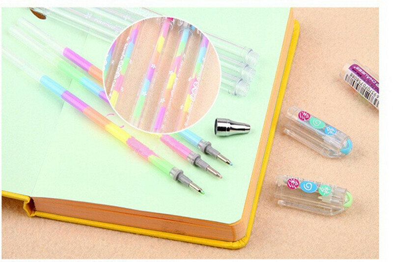 Caneta marcador de ponto colorido, 6 cores fofas iluminador de tinta para crianças aprendizagem educacional papelaria