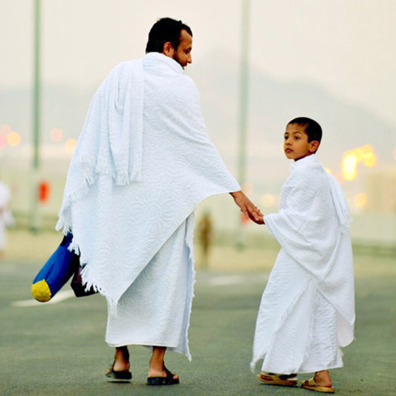 2 pçs ihram peregrinação toalha para muçulmano árabe meca hajj roupas homem ramadã islâmico adoração trajes xale jubba setthobe