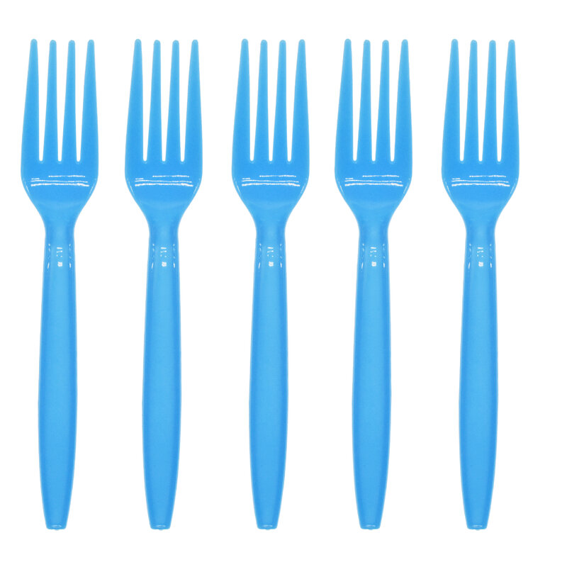 Touch Of Color Premium Cutlery Forks มีดช้อนพาสเทลสีฟ้าสีเหลืองสีชมพูสีม่วงสีเขียววันเกิด Disposable Tableware