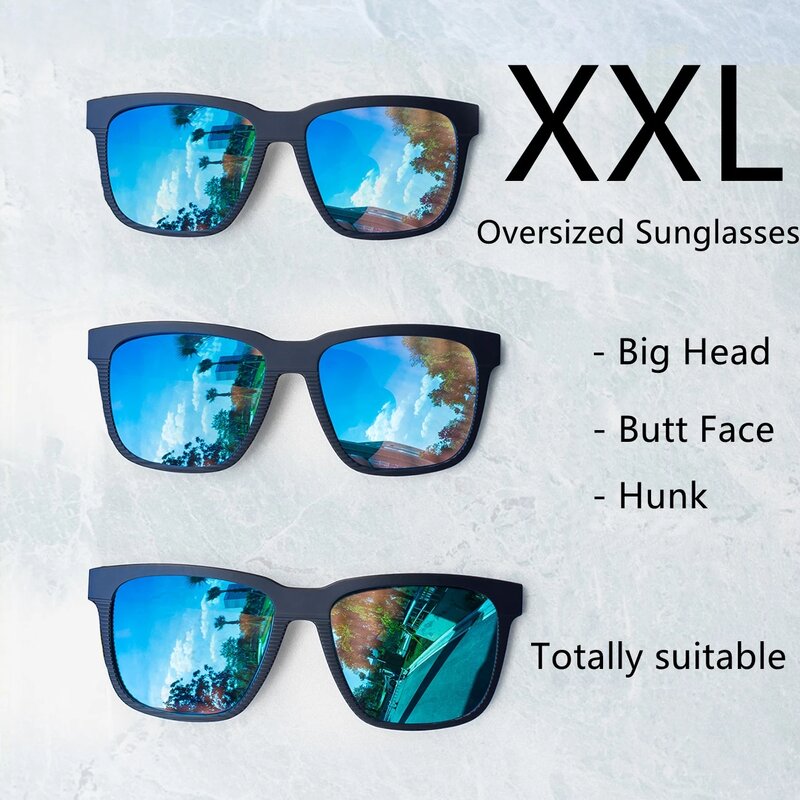 Occhiali da sole polarizzati oversize quadrati JULI per grandi teste uomo Retro Vintage XXL occhiali da sole Super grandi protezione UV MJ8023