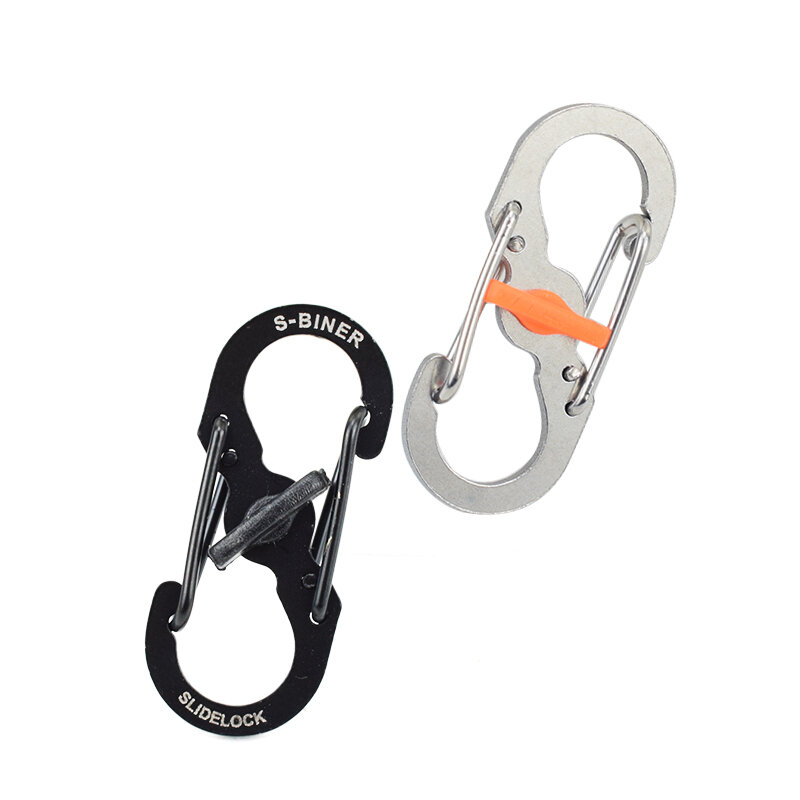 5pc 10pc 20pc Stainless Steel S Type Carabiner with Lock Mini Keychain Hook Anti-theft Outdoor Camping Backpack Buckle EDC Tool