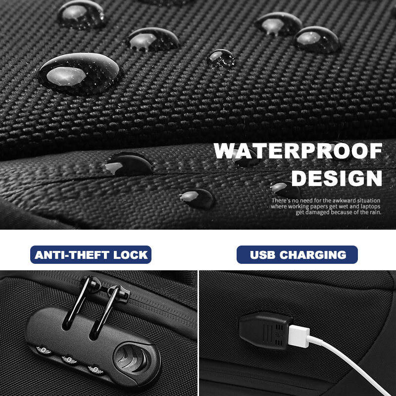OZUKO Anti-Theft Crossbody กระเป๋ากันน้ำ USB Charging Chest Pack สั้น Messenger กระเป๋าสะพายไหล่กระเป๋า