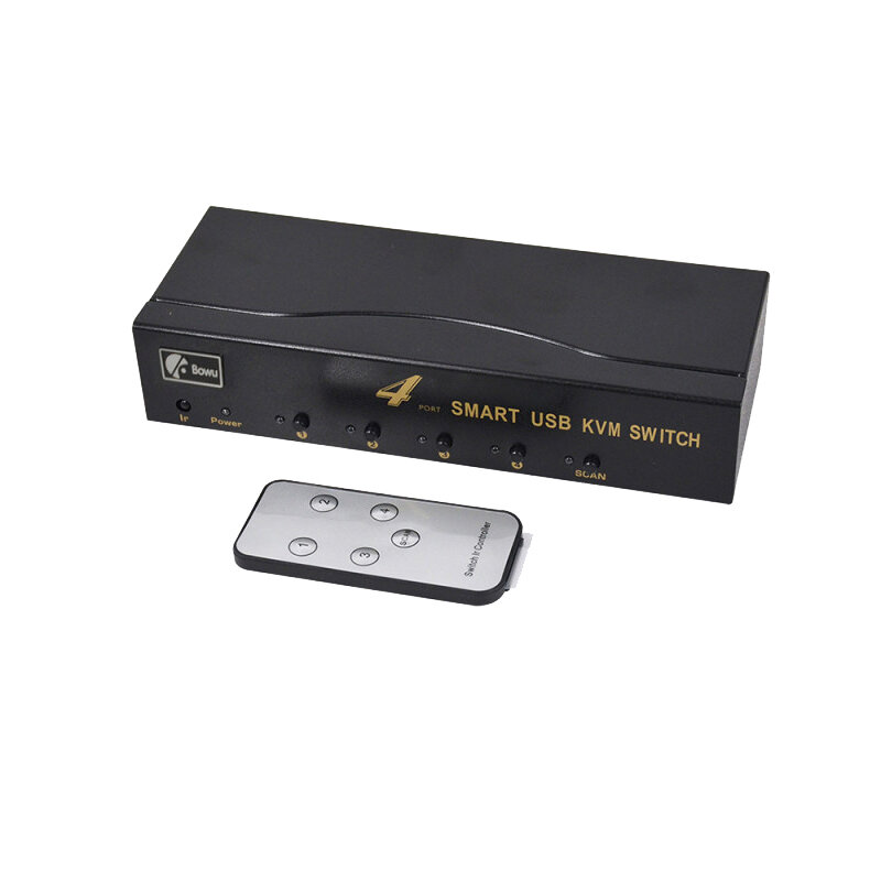 Interruptor KVM USB 4 en 1, salida adecuada para disco duro de monitoreo de cuatro servidores para compartir un conjunto de teclado, ratón y Monitor, interruptor VGA