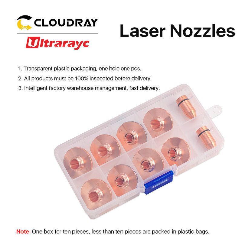 Ultrarayc-boquillas láser de 10 piezas, calibre D28, 0,8-6,0mm, capas cromadas dobles individuales para corte de fibra, Conusmables de cabeza de Metal
