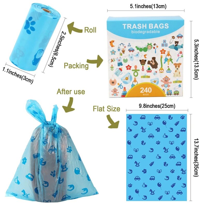 100pcs 260pcs Biodegradable Dog Poop Bags Zero Waste Pet Garbage Bag Cat Waste Bag Trash Bags Cleaning Up Bags