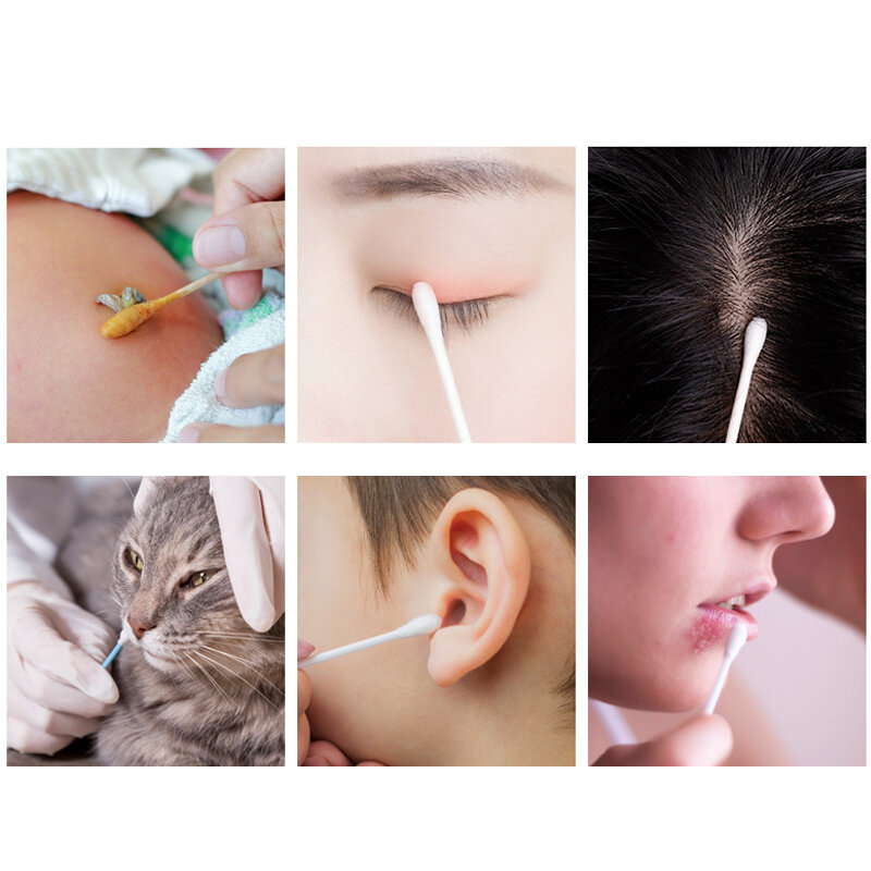 100 buah tongkat pembersih telinga tato bambu lipstik kapas bud sikat mikro ujung ganda tongkat telinga Spiral kapas perawatan untuk telinga