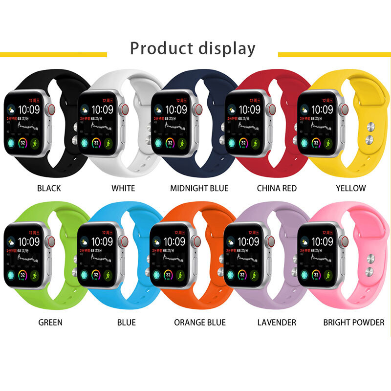 Silicone strap For Apple Watch band 38mm 42mm iwatch 5 Band 44mm 40mm Sport bracelet Rubber watchband for iwatch 4 3 2 1