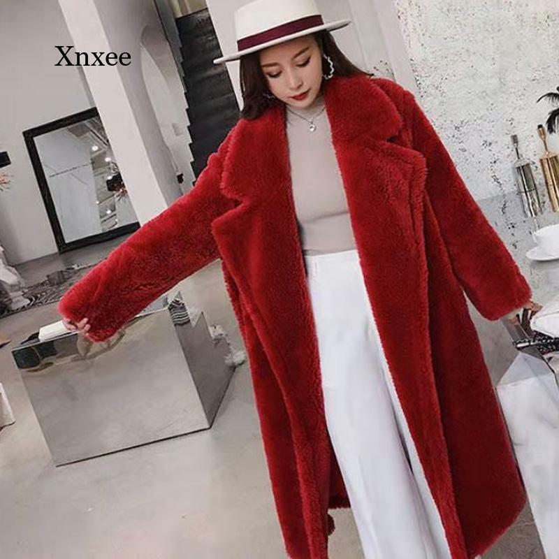 2021 damskie zimowe futro ciepłe Pure Color długa kurtka z długim rękawem damska kurtka ocieplana Casual Loose Oversized odzież wierzchnia