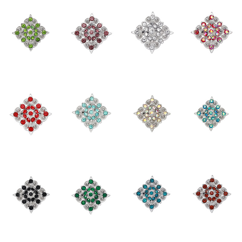 12 pz/lotto di Cristallo Concho con Vite Rhystone Metallo Rombo di strass bianco accessori della decorazione della Cinghia