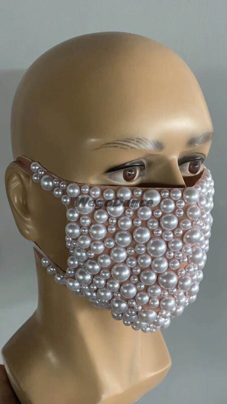 Halloween mouth mask Rhinestone face Mask Party Show Costume Evening Club Dance Wear Singer Costume Crystal Mask elastic