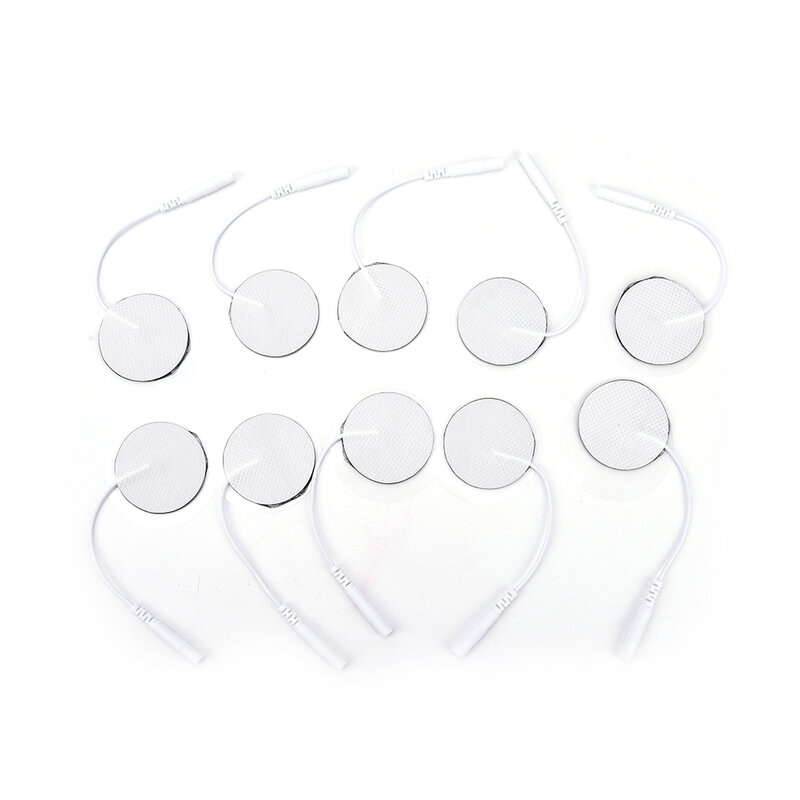 10Pcs Medium Frequency TENS Therapy Electronic Cervical Vertebra Physiotherapy Body Massager Round Electrode Pads with Cable