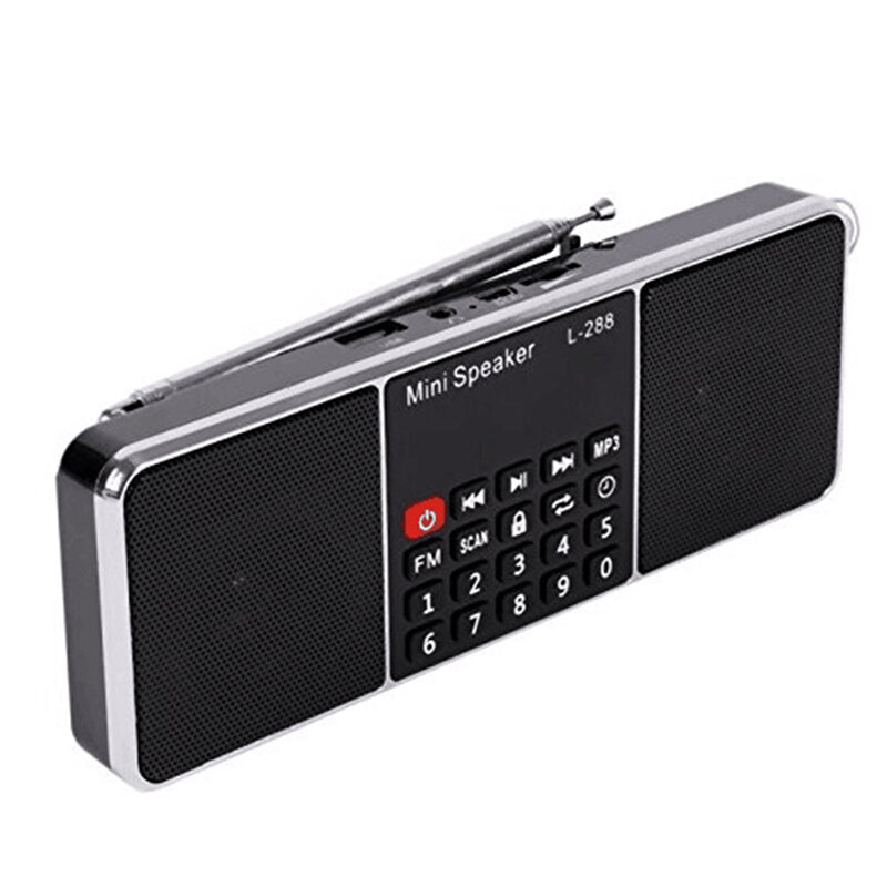AMS-Mini Portable Rechargeable Stereo L-288 FM Radio Speaker LCD Screen Support TF Card USB Disk MP3 Music Player Loudspeaker(Bl