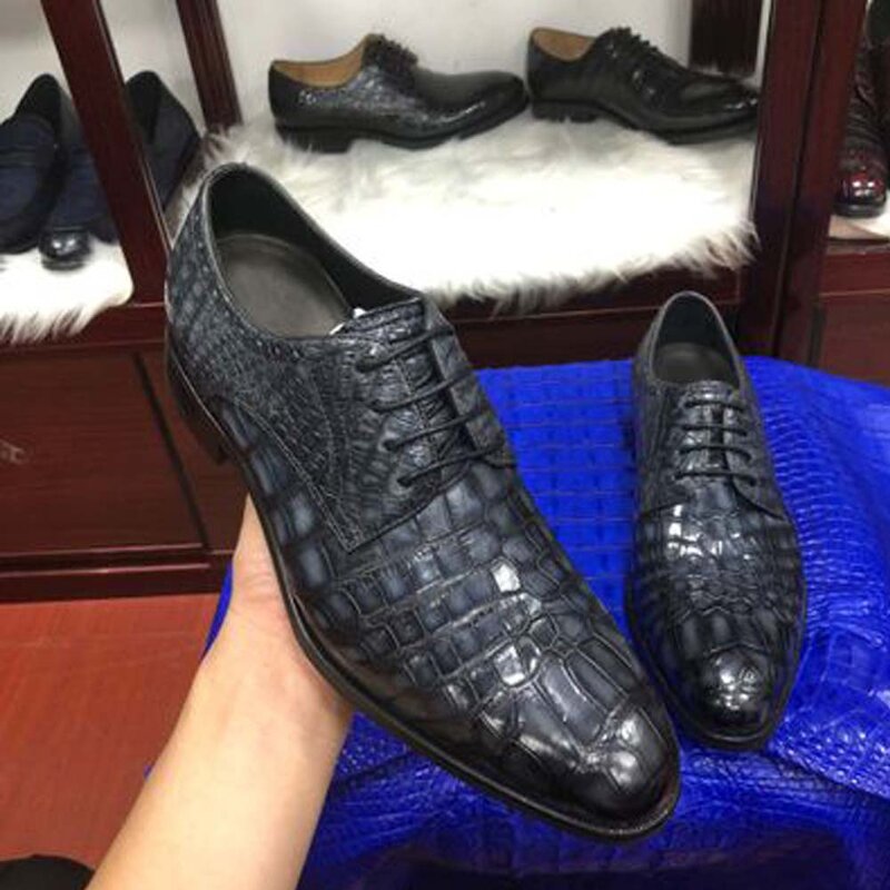 Ousidun, мужские классические туфли с крокодиловым животом, туфли ручной работы, деловая обувь для мужчин, повседневная обувь