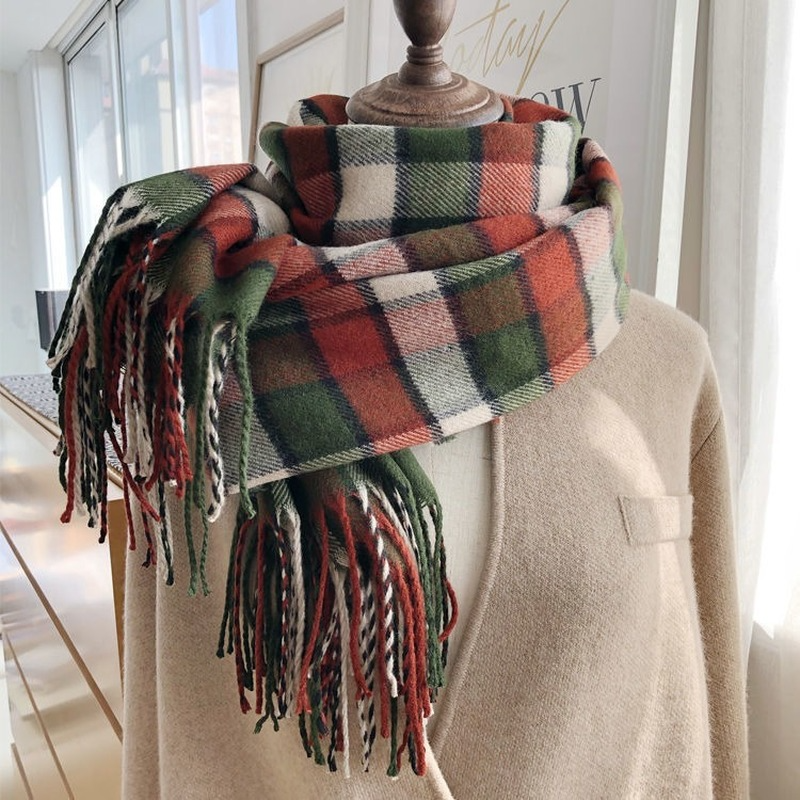 Клетчатые шарфы для женщин Harajuku BF Cool Новая коллекция зима 2021 стильные удобные повседневные теплые модные женские элегантные шарфы