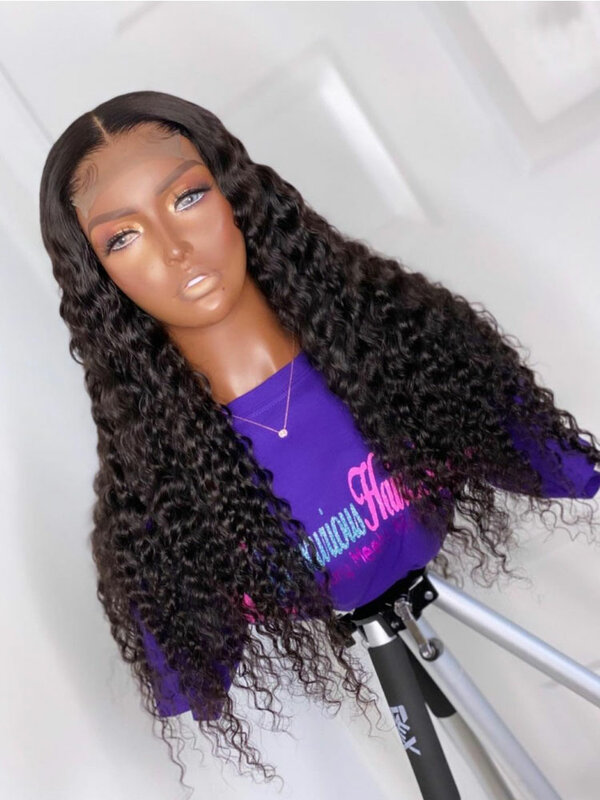 4X4 Lace Closure Wig Remy Peruvian Deep Wave Wig T Part Lace Front Human Hair Wigs For Girls Curly Lace Wig PrePlucked Hairline