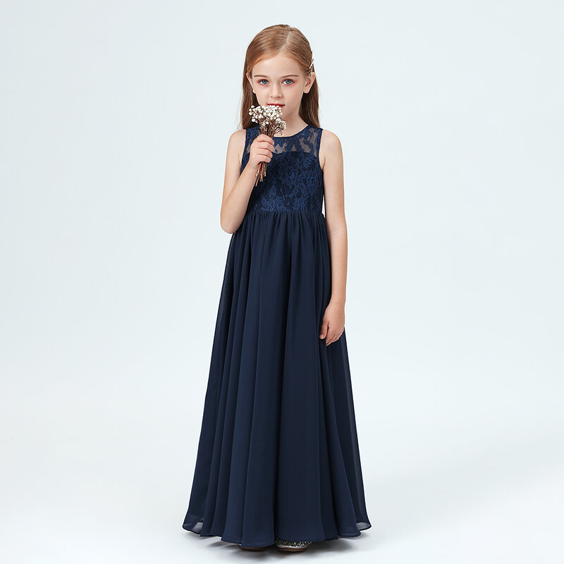 2020 Trẻ Em Công Chúa Váy Đầm Thêu Hoa Cho Bé Gái Xanh Vintage Tiệc Cưới Chính Thức Bầu Quần Áo Sát Nách