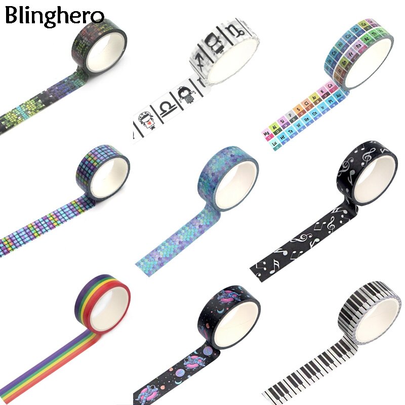 Blinghero 15mmX5m Washi Tape Stylish Masking Tape Stationery Adhesive Tape Sticker Fashionable Papeleria Gift BH0483