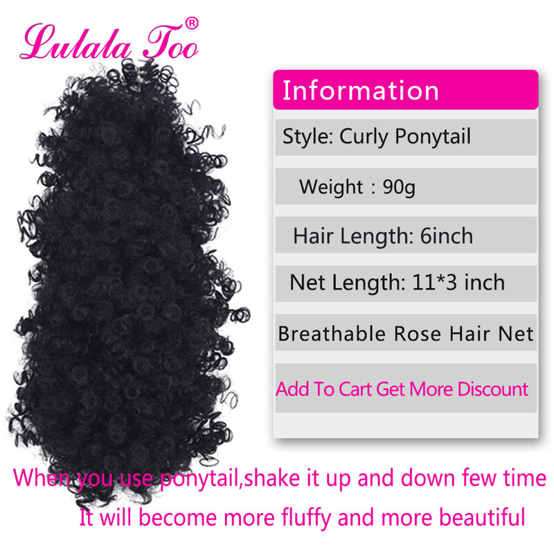Short High Puff Afro Kinky Curly Ponytail Wig With Bangs For Women Synthetic  Mohawk Pony Tails Clip in Hair Extensions 
