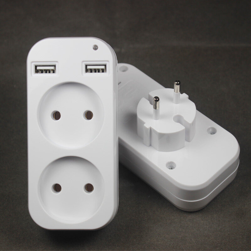 Usb Plug Adapter Dubbele Socket Voor Telefoon Lading Gratis Verzending Dubbele Usb-poort 5V 2A Usb Electrique Outlet Usb z1-01