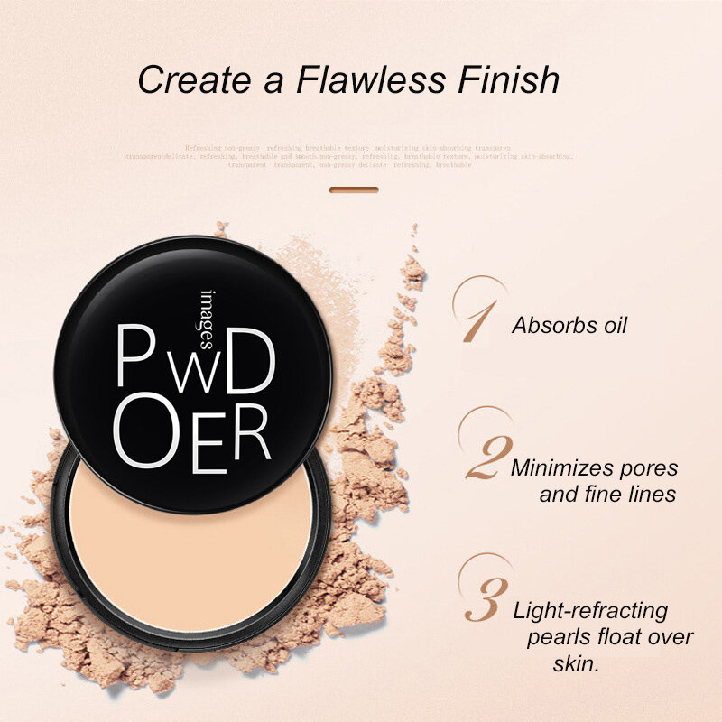 Nueva marca de polvo de maquillaje en 3 colores, maquillaje en polvo cara suelto impermeable, polvo de acabado de la piel