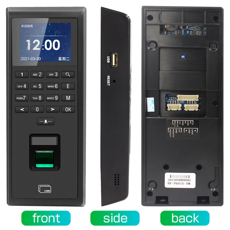 Máquina de asistencia de tiempo con huella digital, Kit de sistema de Control de acceso de puerta inteligente, teclado independiente, 125 usuarios, RFID, 1000 KHZ, TCP/IP