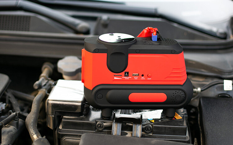 Emergency tool kit portable All-in-one air pump car jump starter with  compressor