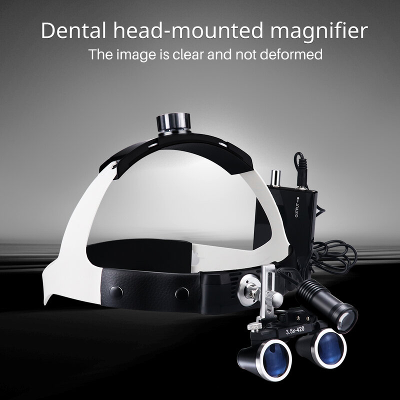 Lupa Binocular Dental de 320-420mm, lupa de vidrio óptico de 2,5/3.5X, casco ultraligero, amplio campo de visión