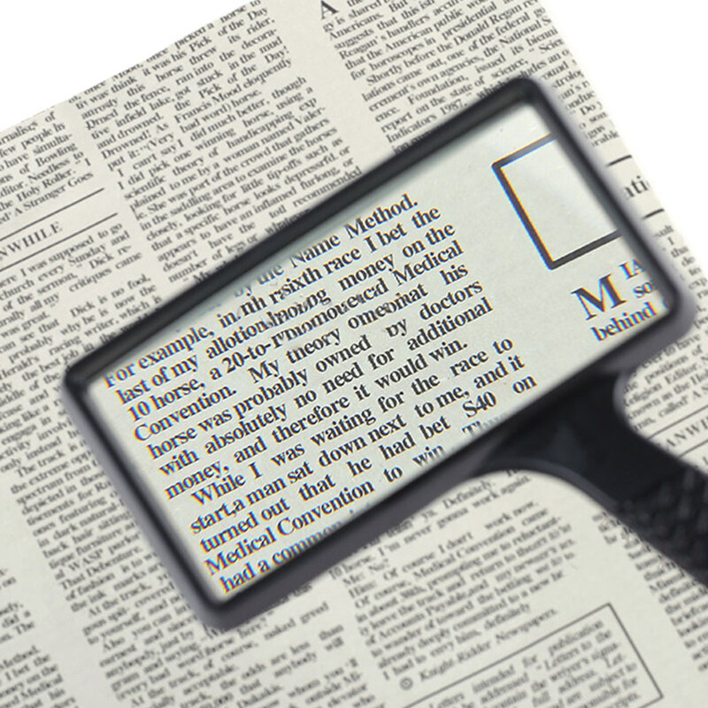 Handheld Rectangle Magnifier Magnifying Thick Glass Optical Lens Reading Loupe