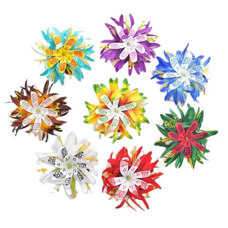 MIXED COLOR Free Shipping 80pcs/Lot HC00073-A 8 Color 15CM Foam Tiare Hair Claw W Velvet Spide Lily Leaves Hawaii Tropical Aloha