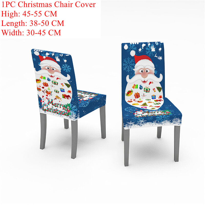 Рождественские чехлы на стулья или скатерть с красным Санта-Клаусом, теплое Рождественское украшение из эластичного спандекса, рождествен...