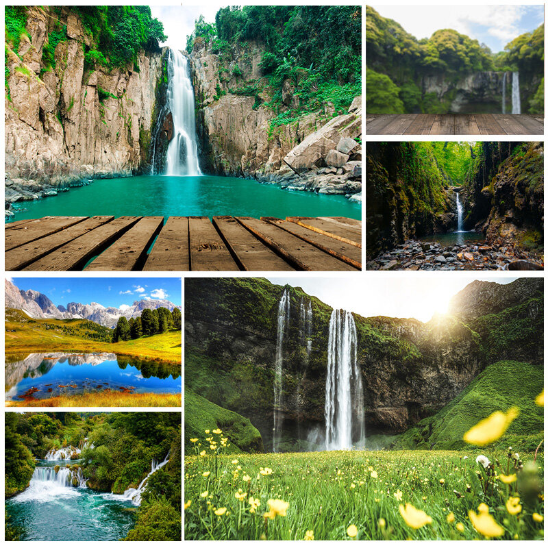 SHENGYONGBAO Natural Scenery Waterfall Photography Backgrounds Props Spring Landscape Portrait Photo Backdrops  21110WA-08