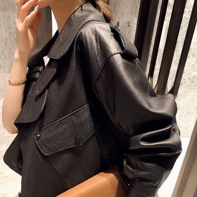 Tao Ting Li Na Women Spring Genuine Real Sheep Leather Jacket R37