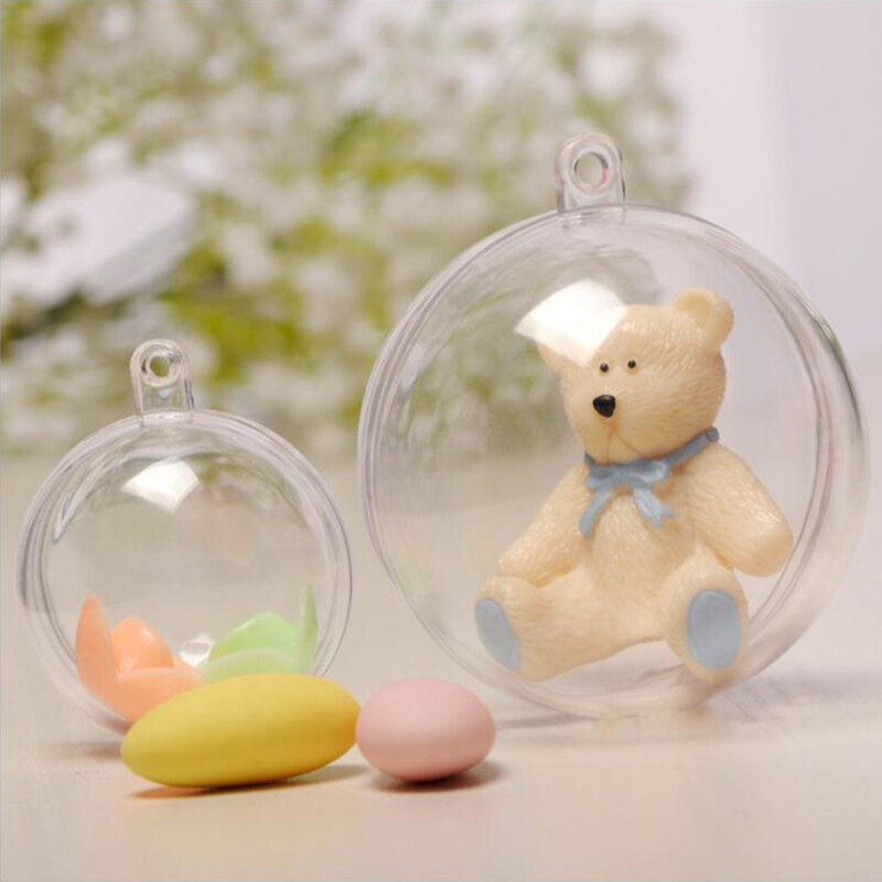 Bolas de plástico acrílico transparente para decoración de Navidad, suministros de fiesta de cumpleaños para niños, 2 Esferas de bola artesanal para Navidad y boda