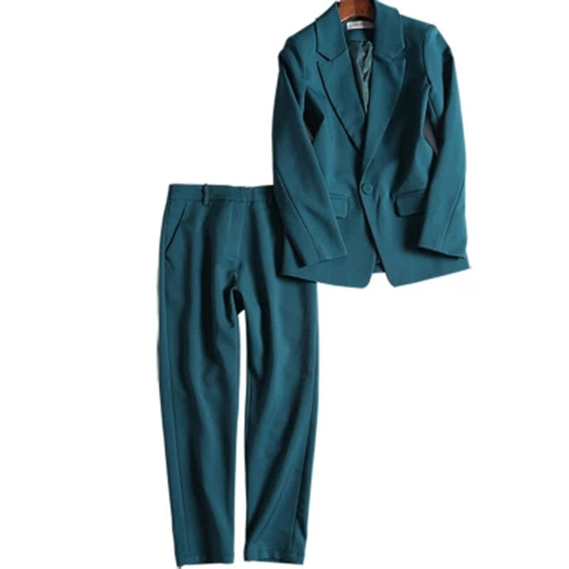 Conjunto de 2 piezas para mujer, traje femenino de manga larga, chaqueta pequeña, pantalones, informal, OL, Otoño, 2022