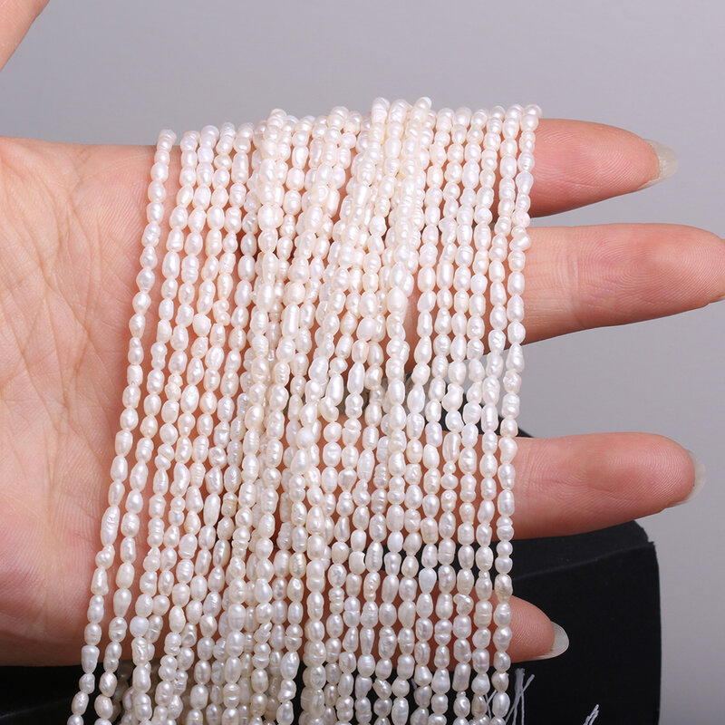 Naturalna perła słodkowodna z koralikami długa jakość ryż kształt dziurkacz luźne koraliki do wyrobu biżuterii DIY bransoletka akcesoria naszyjnikowe