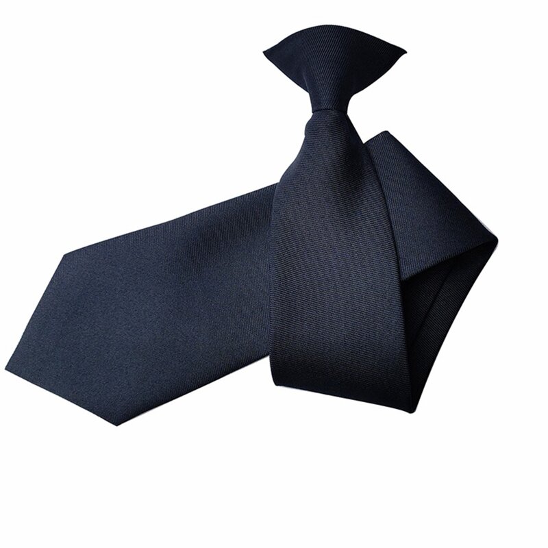 Corbata sencilla de Color liso para hombre y mujer, corbata preatada con Clip para uniforme, para oficina, escuela, policía, seguridad, fiesta de boda