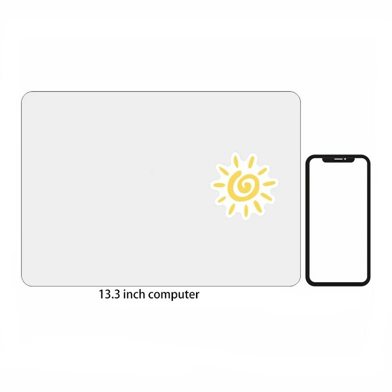 Stiker Komputer Matahari Kartun Stiker Tahan Air PVC Label Dekorasi Tanpa Jejak Lem untuk Koper, Laptop, Koper 7.5*7.5Cm