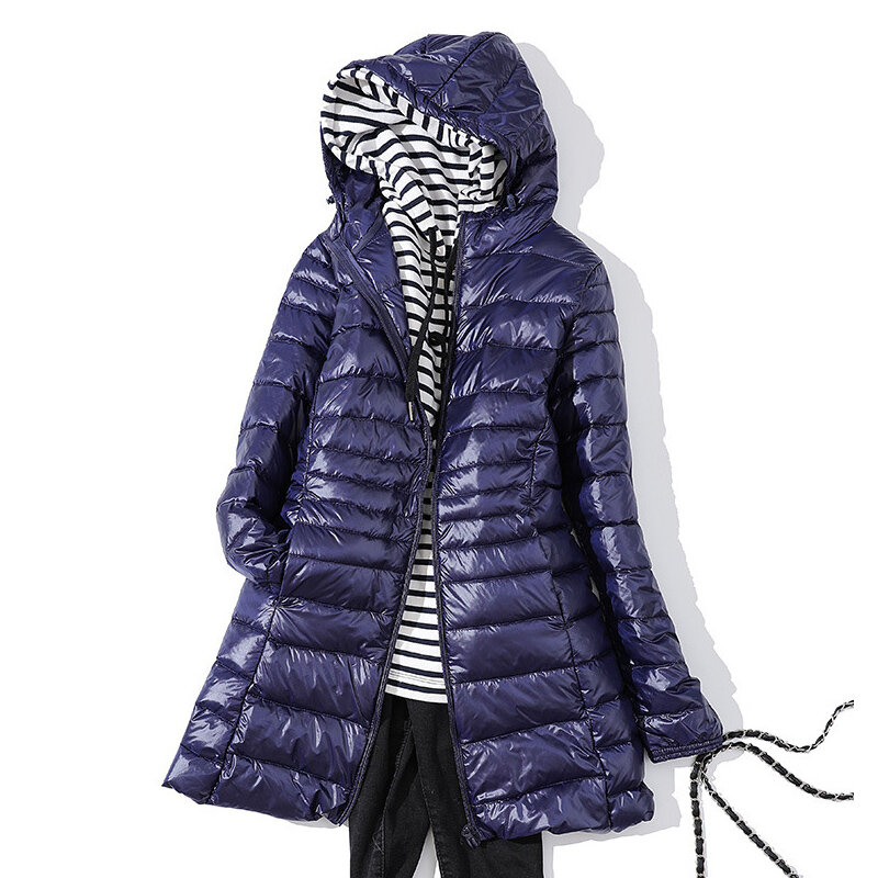 Woman Duck Down Jackets Winter Plus Size Ultralight Hooded Women Down Coat Portable Long Parkas Padded Puffer Overcoat 6XL 7XL