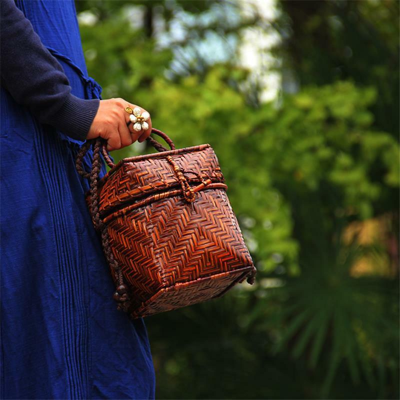 Тайская плетеная сумка ручной работы из бамбука, 15x19 см, декоративная сумочка, сумка для чайного набора, маленькая, свежая, новая оригинальная сумочка в стиле ретро, a6113