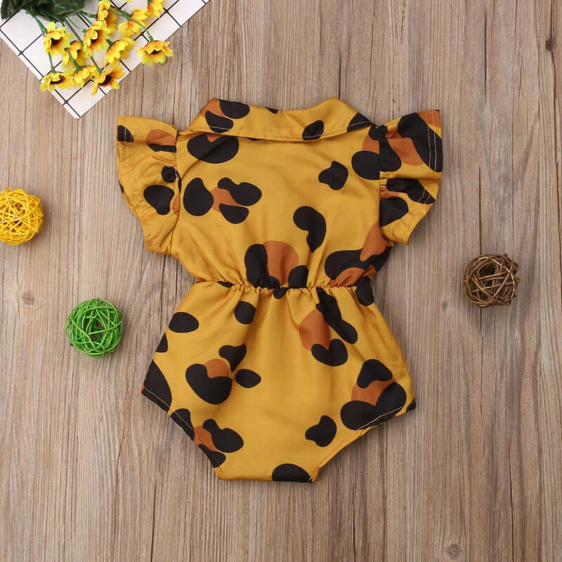 Estate neonato neonata abbigliamento leopardo cuore volant neonate pagliaccetti vestiti di san valentino per la neonata estate