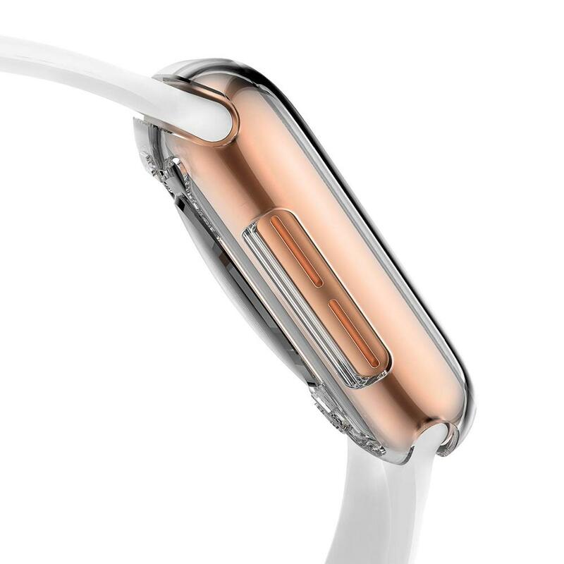 Capa de silicone para apple watch band 4 44mm 40mm (iwatch 5) ultra-fino quadro claro iwatch 3 2 1 apple watch acessórios