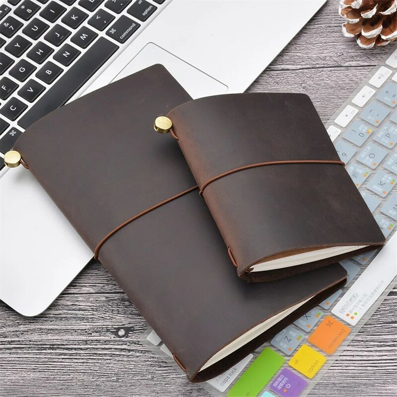 Genuine Leather Travel Notebook DIY Journal 8 Colors Loose-leaf Notebook Retro Diary Portable School Office Books Exquisite Gift