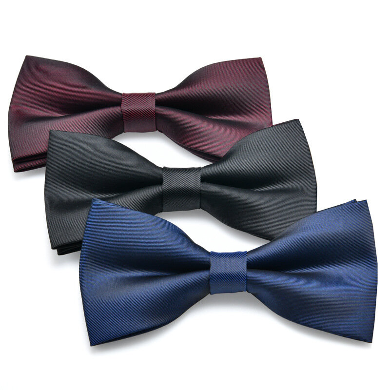 Double solid color men's bow tie